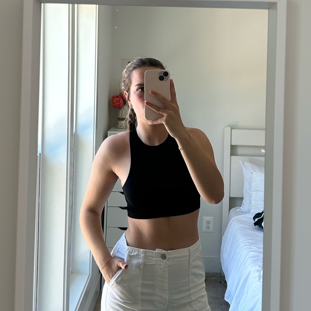 forever 21 black cropped racer back tank top